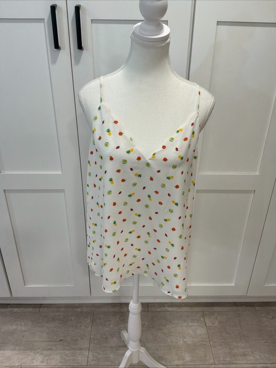 Socialite Tops - Socialite womens size M white fruit print scallop adjustable camisole tank top